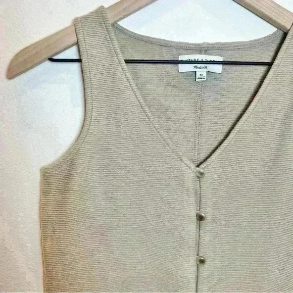 Madewell Women’s Texture & Thread Button Front Tie Tank Top Size X-Small - Picture 2 of 8
